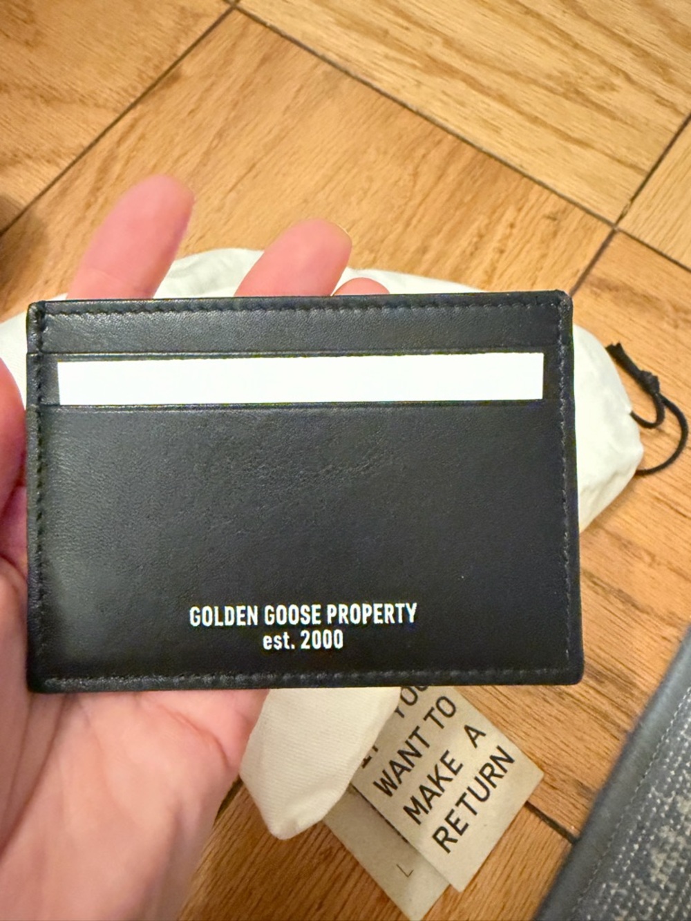 Golden Goose Black Leather Card Holder with White Logo